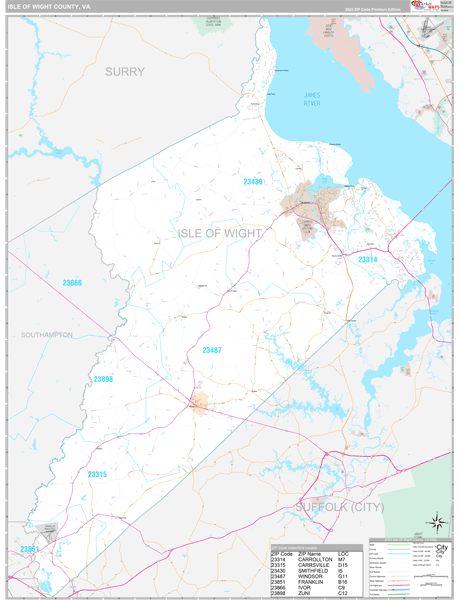Isle Of Wight County, VA Wall Map